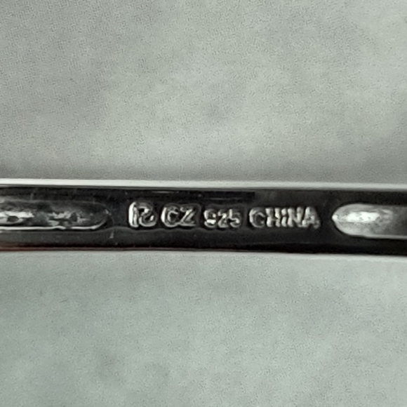 Sterling Silver Hinged Bangle Bracelet w/Cubic Zirconia Accents - Picture 7 of 8